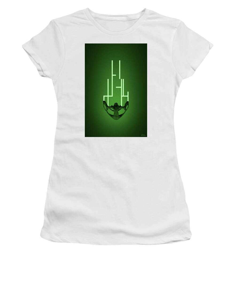 Abstract Women's T-Shirt featuring the photograph Aphelion - Surreal Abstract Frog Skull With Lines by Joseph Westrupp