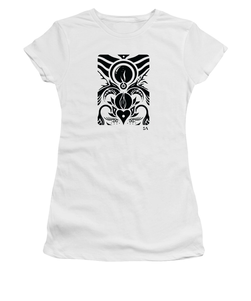 Black And White Women's T-Shirt featuring the digital art Aries by Silvio Ary Cavalcante