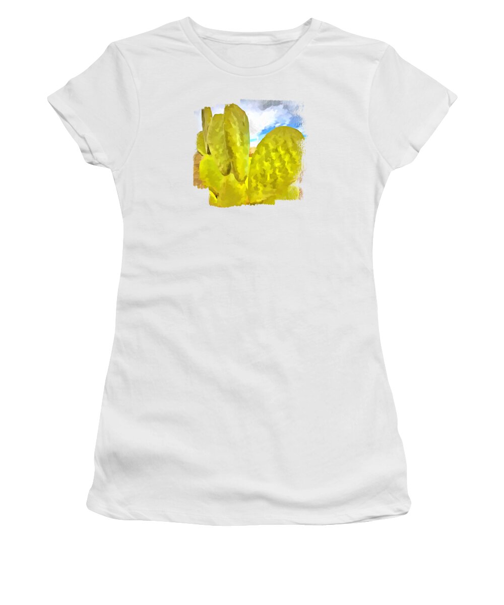 Paddle Cactus Women's T-Shirt featuring the digital art Arizona Cactus by Elisabeth Lucas