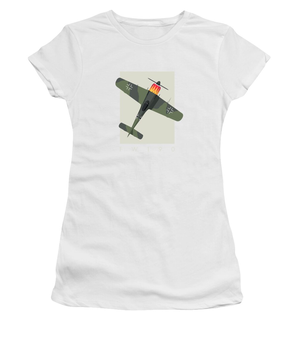 Aircraft Women's T-Shirt featuring the digital art Fw-190 German WWII Fighter Aircraft - Green by Organic Synthesis