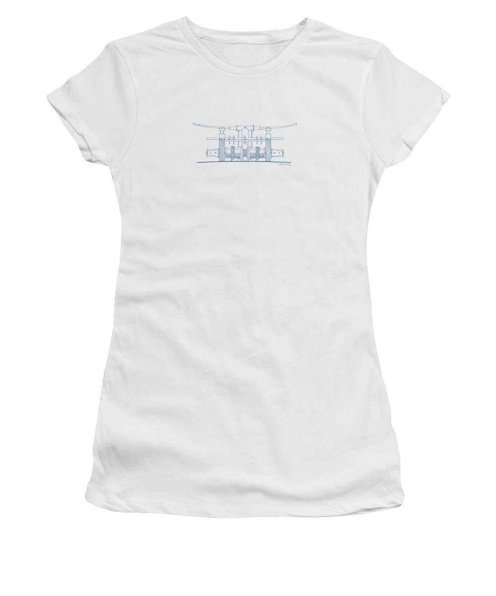 Sailing Vessels Women's T-Shirt featuring the drawing Anchor winch by Panagiotis Mastrantonis