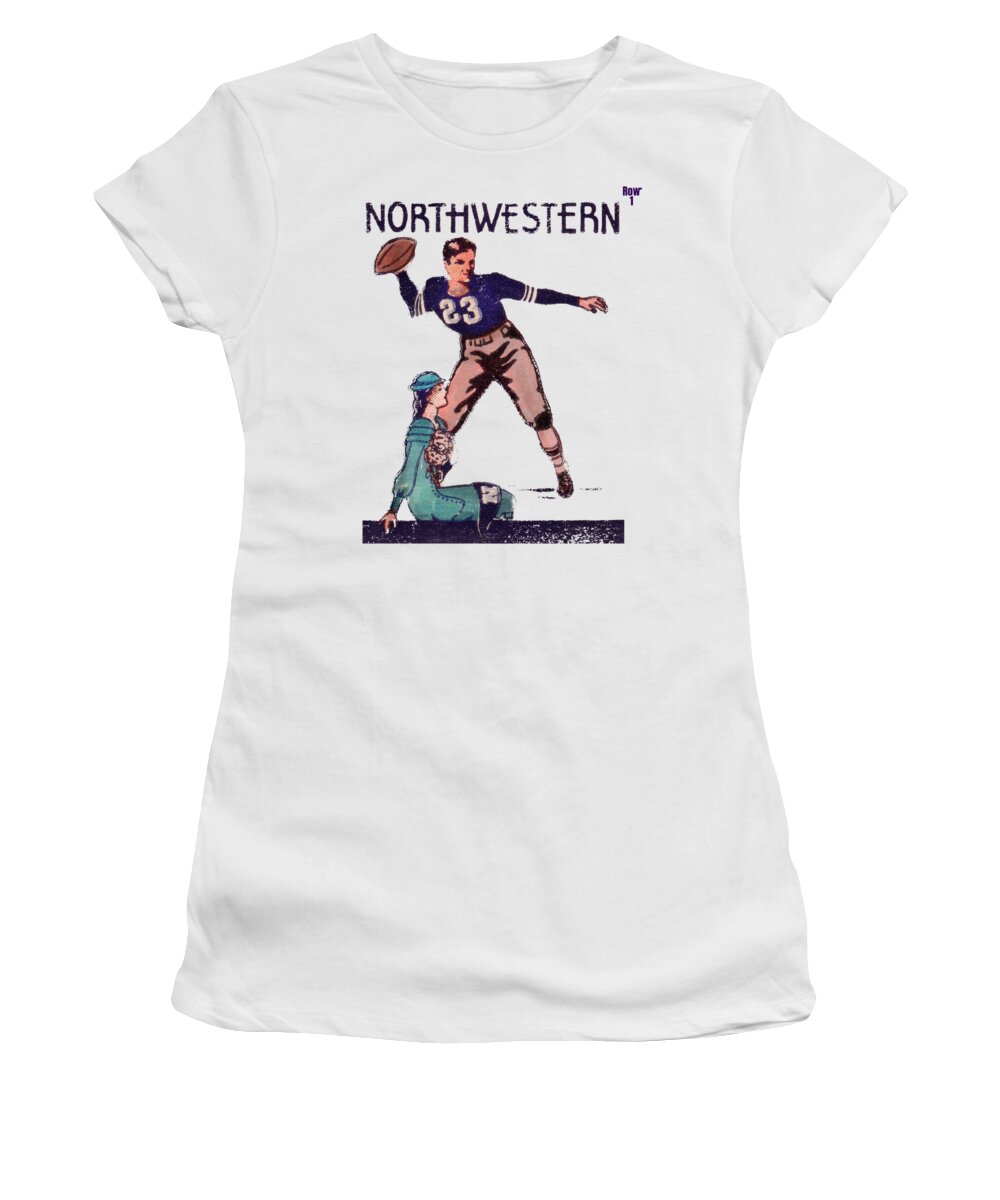 1933 Women's T-Shirt featuring the mixed media 1933 Northwestern Football by Row One Brand
