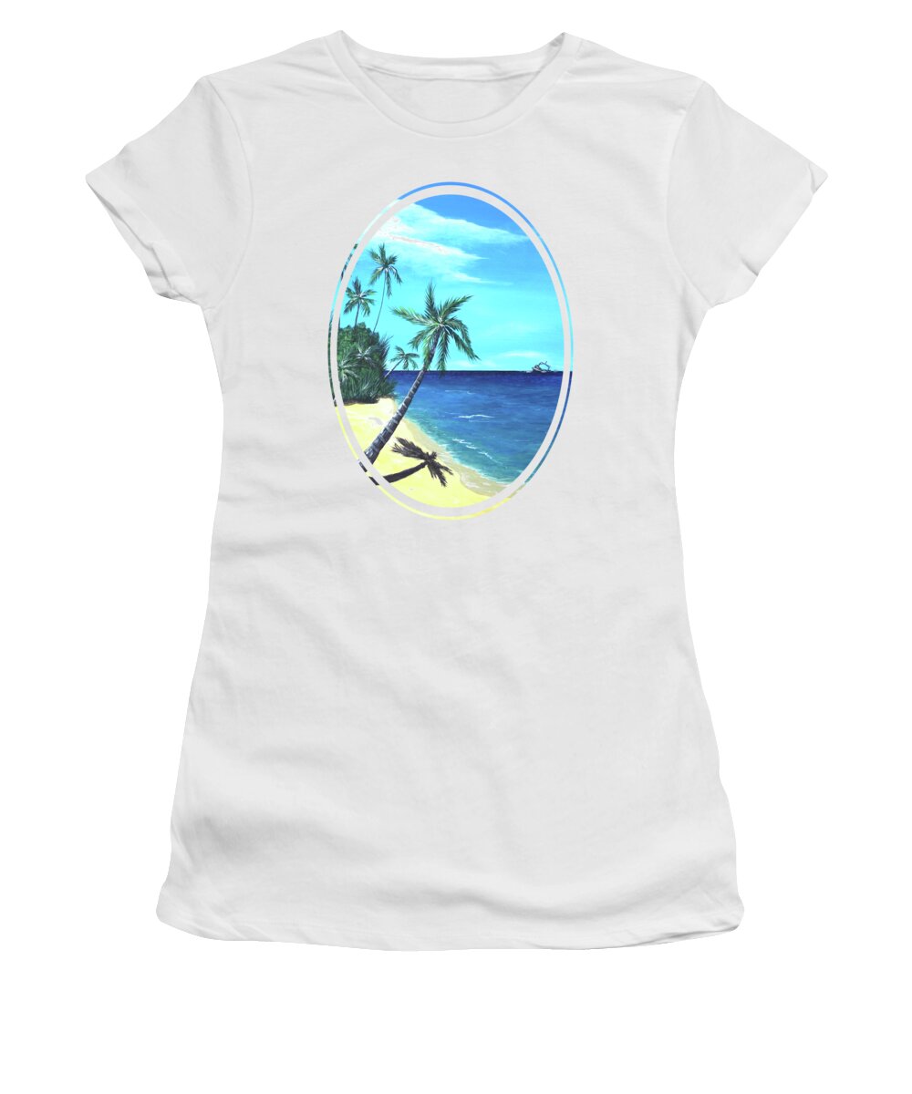 Shore Women's T-Shirt featuring the painting Ocean View - part one by Anastasiya Malakhova