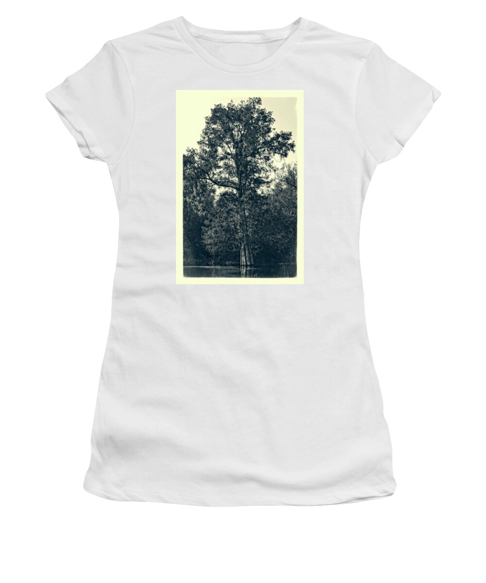 Tree Women's T-Shirt featuring the photograph Atchafalaya Basin Southern Louisiana 2021 Ambrotype 103 by Maggy Marsh