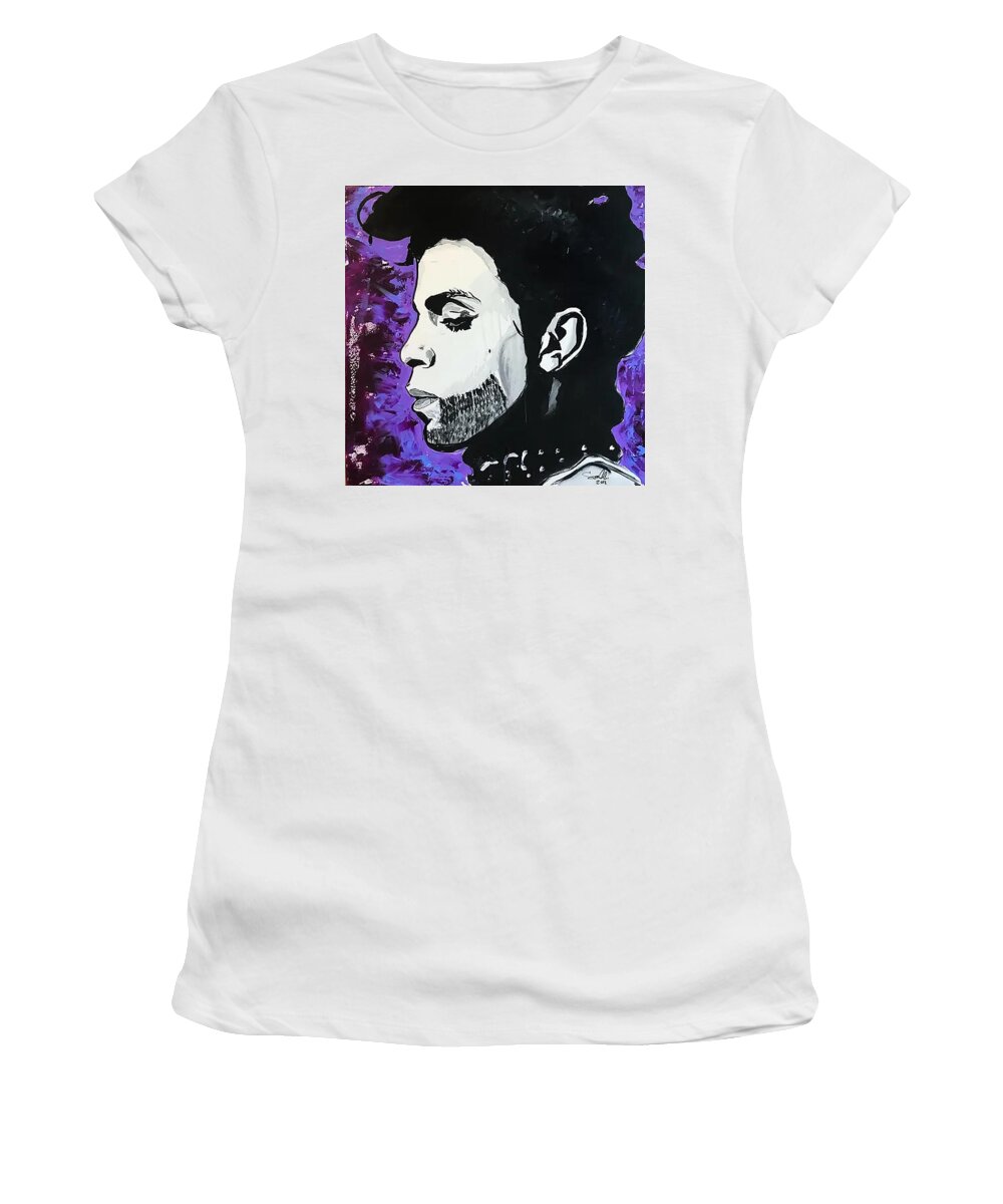 Painting Women's T-Shirt featuring the painting Attitude Prince by Sergio Gutierrez