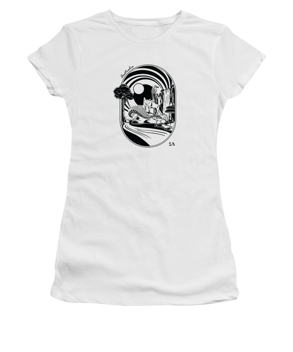 Black And White Women's T-Shirt featuring the digital art Australia by Silvio Ary Cavalcante