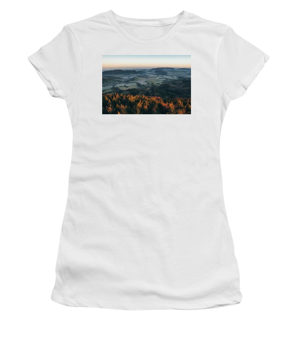 Camping Women's T-Shirt featuring the photograph Awakening of nature. New day - New experiences by Vaclav Sonnek