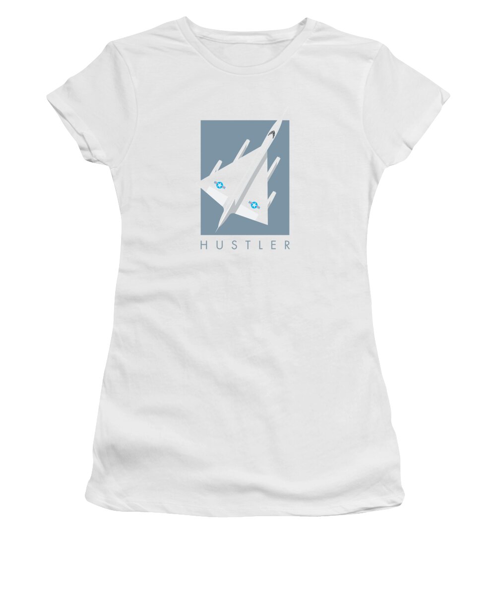 Airplane Women's T-Shirt featuring the digital art B-58 Hustler Supersonic Jet Bomber - Slate by Organic Synthesis