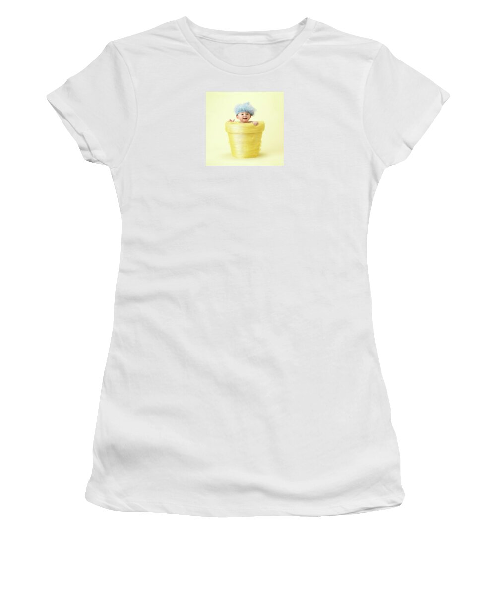 Flowerpot Women's T-Shirt featuring the photograph Baby Boy Flower Pot by Anne Geddes