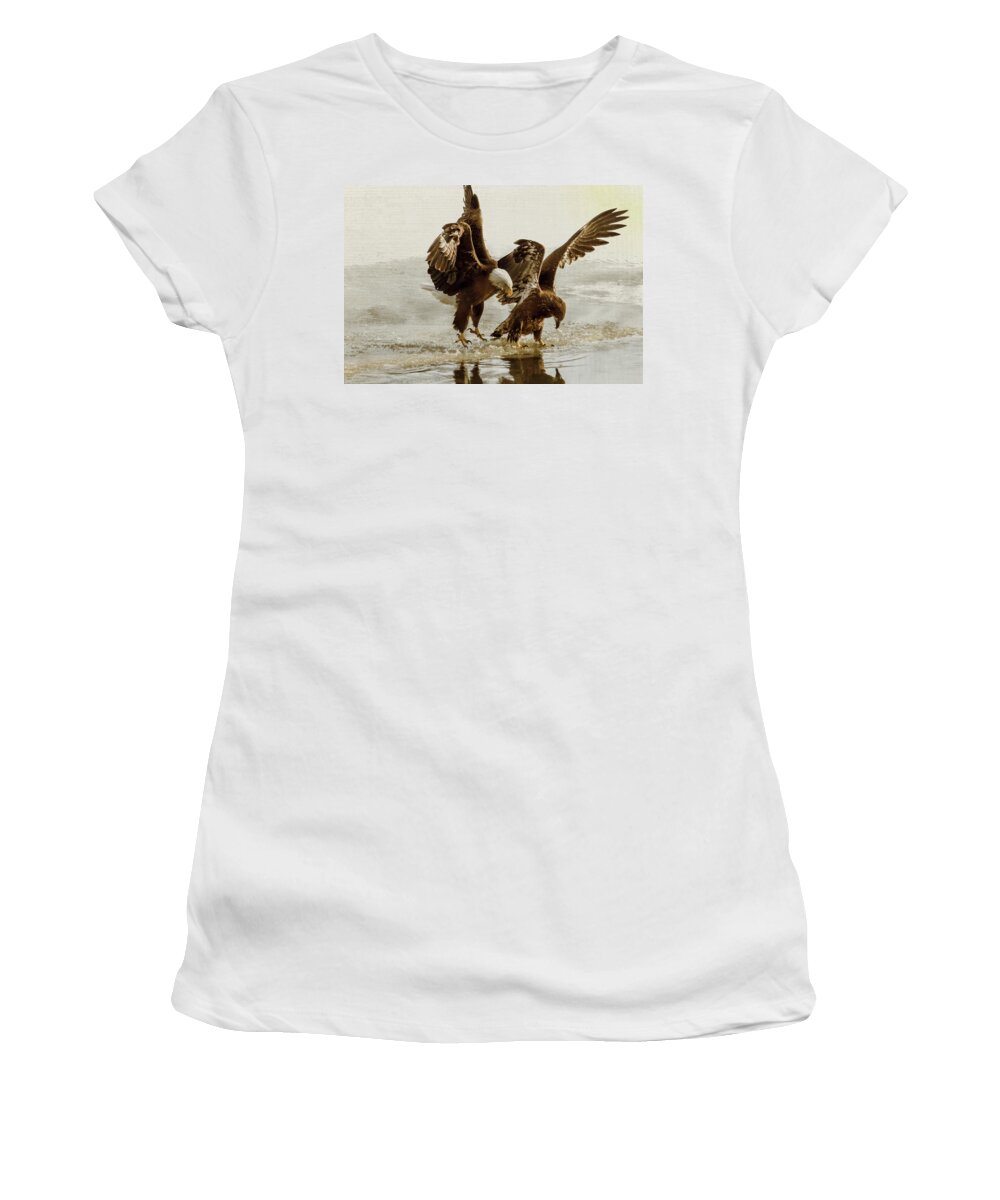 Bird Women's T-Shirt featuring the photograph Bald Eagle Series #9 Ending The Attack by Patti Deters