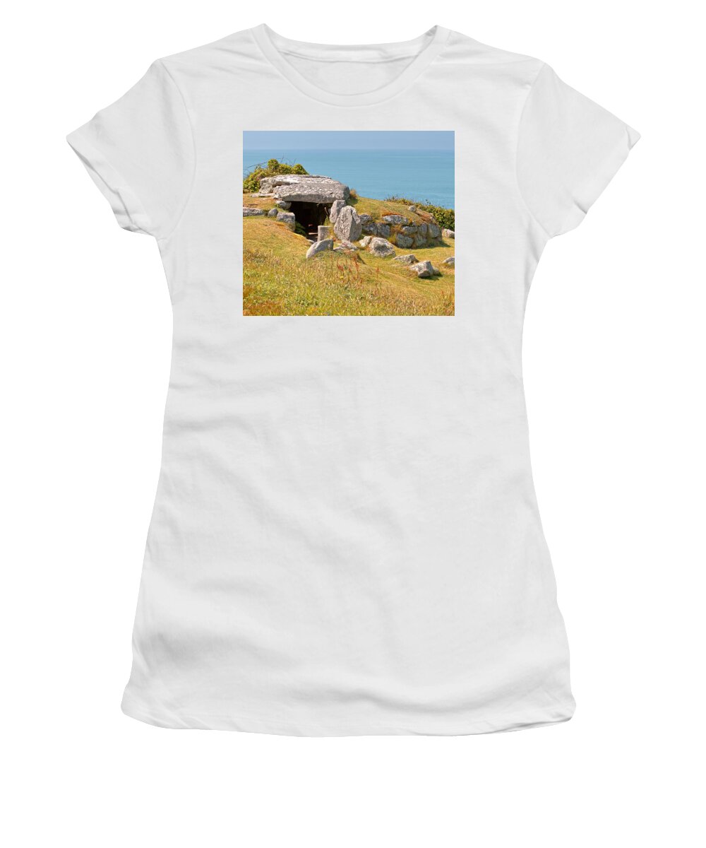Tomb Women's T-Shirt featuring the photograph Bant's Carn, Bronze Age tomb, Isles of Scilly. by Tony Mills