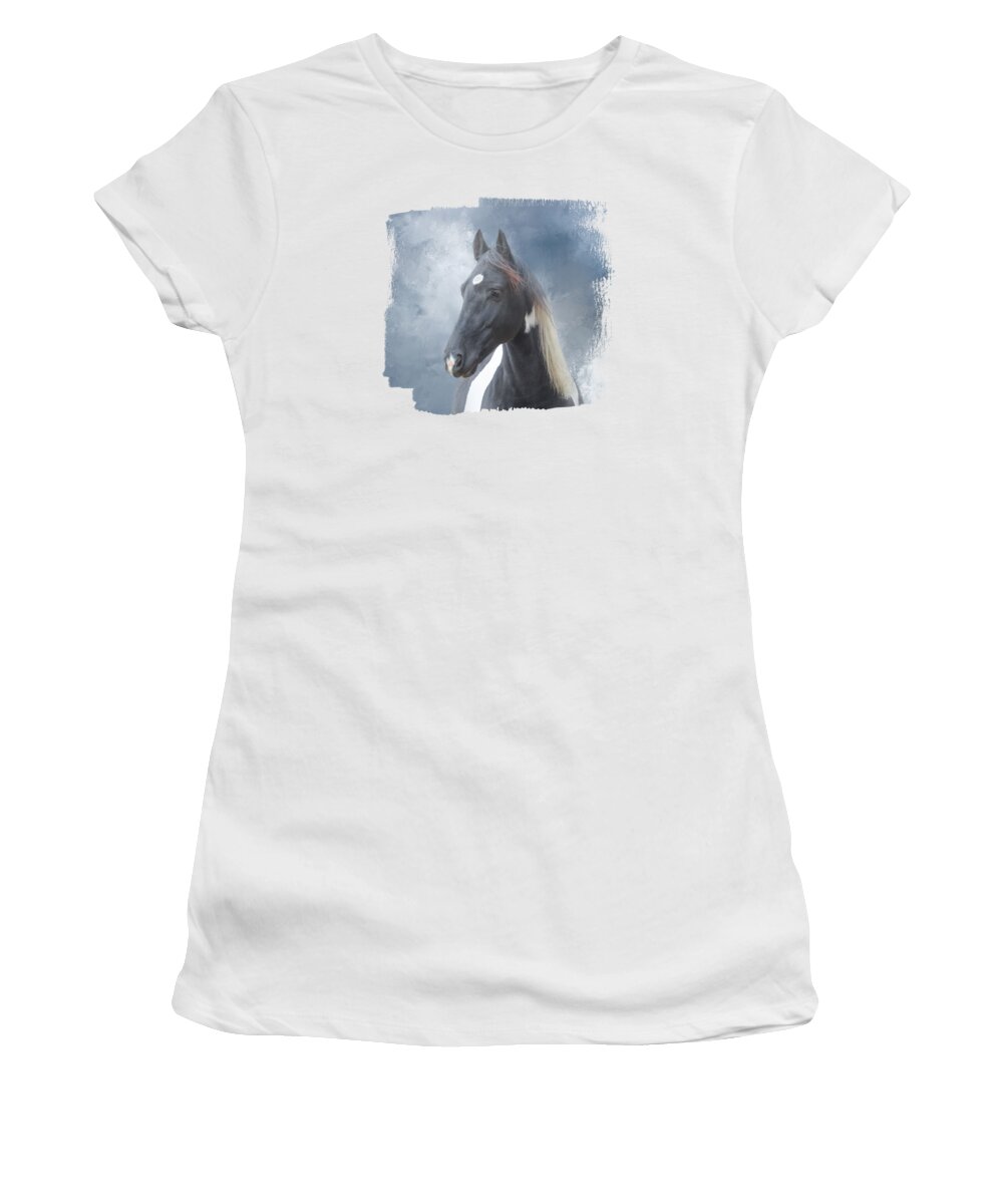 Friesian Women's T-Shirt featuring the mixed media Baroque Pinto Horse 02 by Elisabeth Lucas