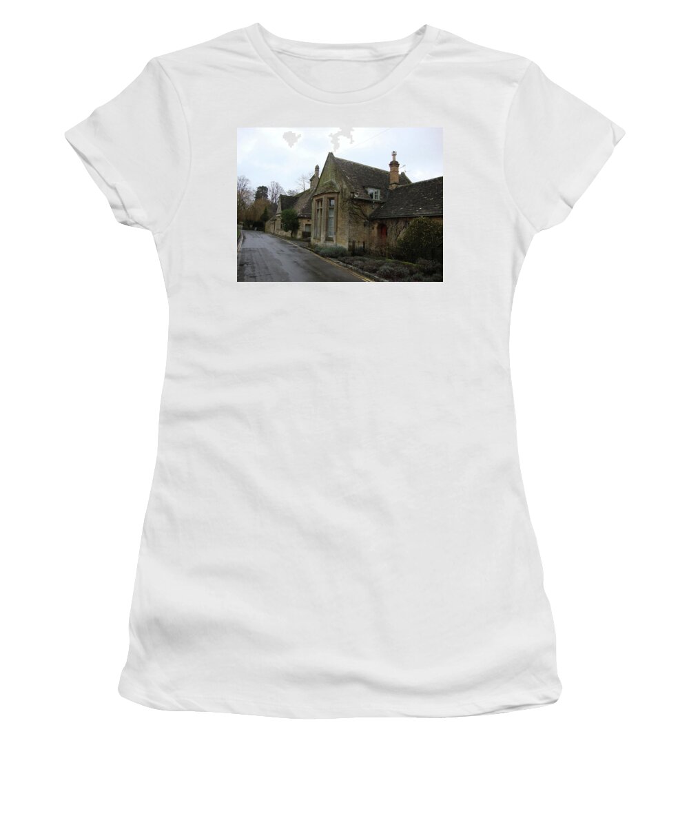 Medieval Village Women's T-Shirt featuring the photograph Bay Windows in the Cotswolds by Roxy Rich