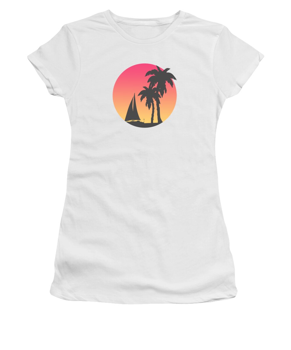 Beach Women's T-Shirt featuring the digital art Beach and Sailboat by Jacob Zelazny