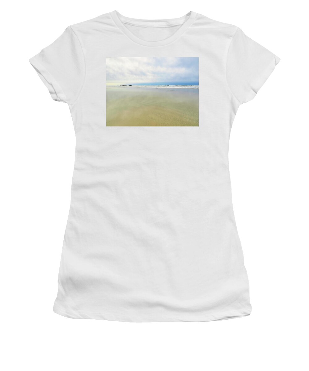 Seascape Women's T-Shirt featuring the photograph Beach and Sea by Allan Van Gasbeck