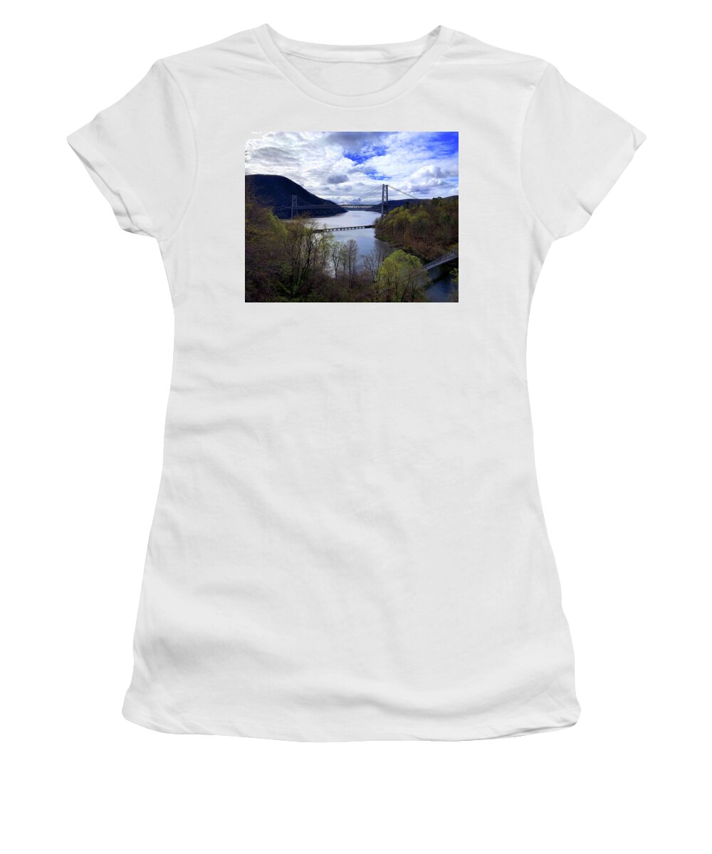 Scenic Women's T-Shirt featuring the photograph Bear Mountain Bridge by Jim Feldman