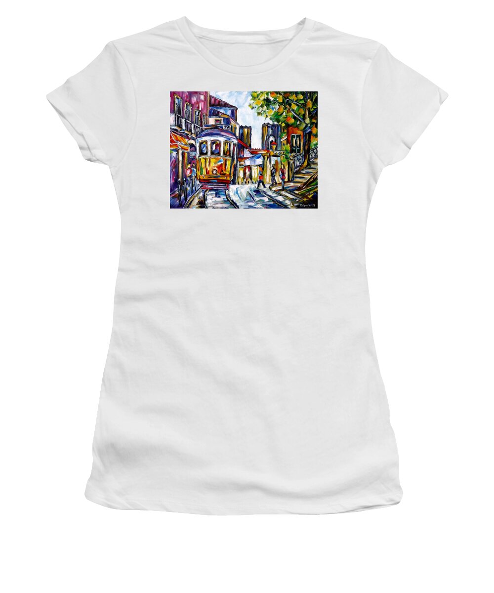 People In The City Women's T-Shirt featuring the painting Beautiful Lisbon by Mirek Kuzniar
