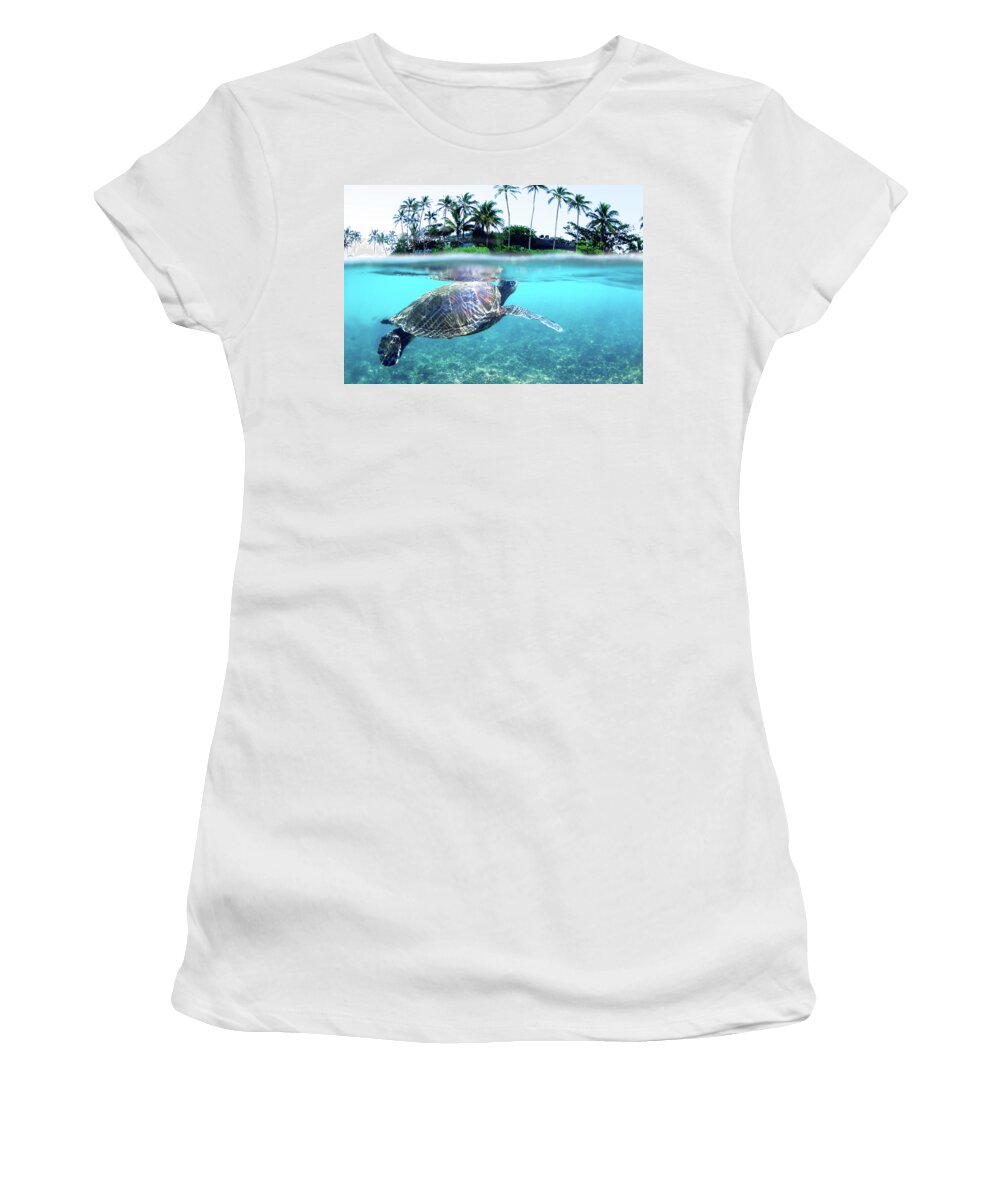  Sea Women's T-Shirt featuring the photograph Beneath The Palms by Sean Davey