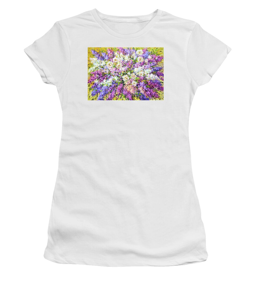 Flowers Women's T-Shirt featuring the painting 	Big bouquet by Iryna Kastsova