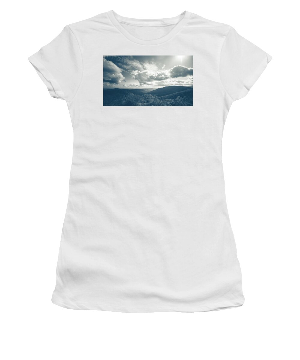 Blue Ridge Parkway Women's T-Shirt featuring the photograph Black and White and Fall on the Blue Ridge Parkway by Joni Eskridge