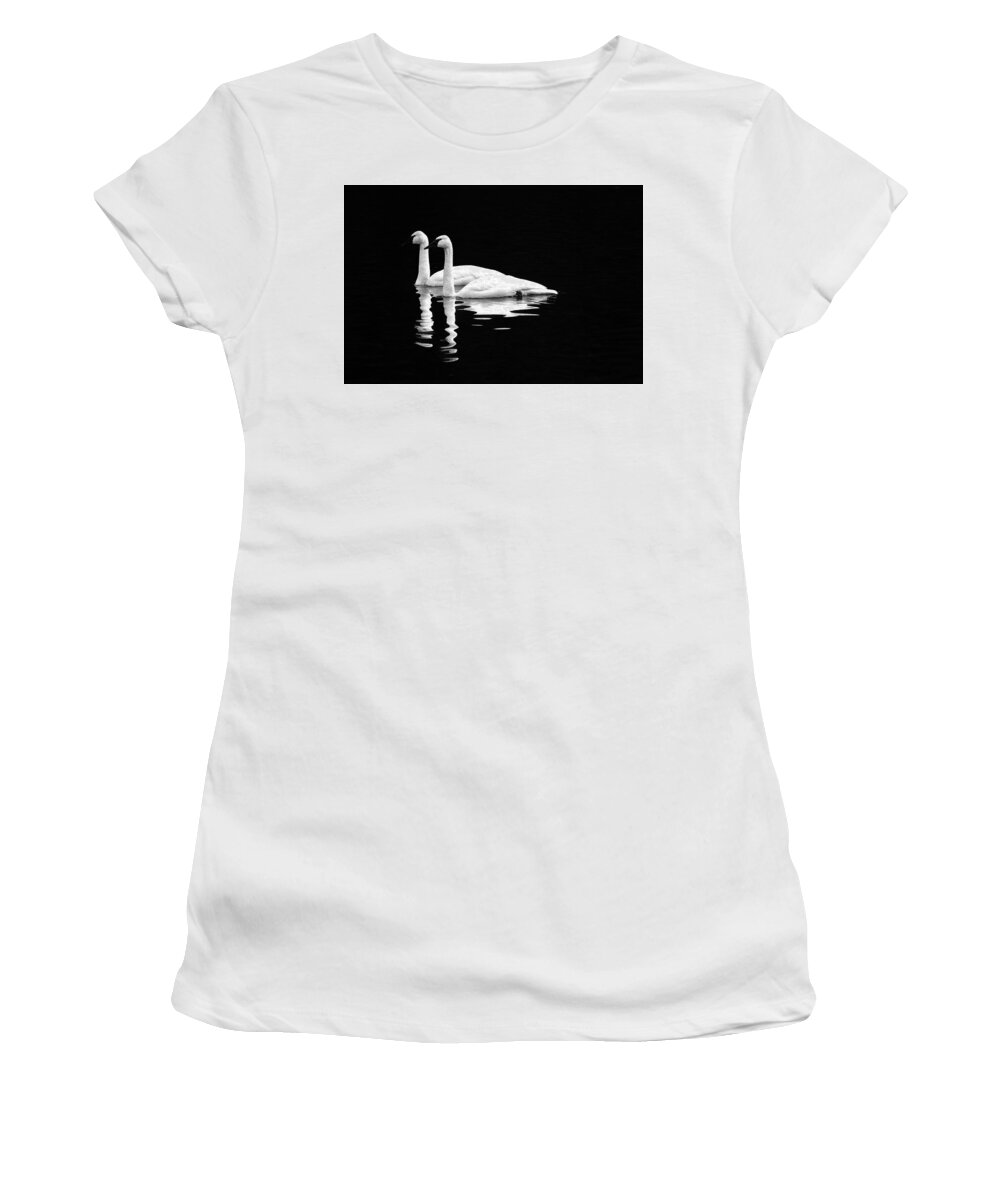 Swan Women's T-Shirt featuring the photograph Black and White Beauty by Jerry Cahill