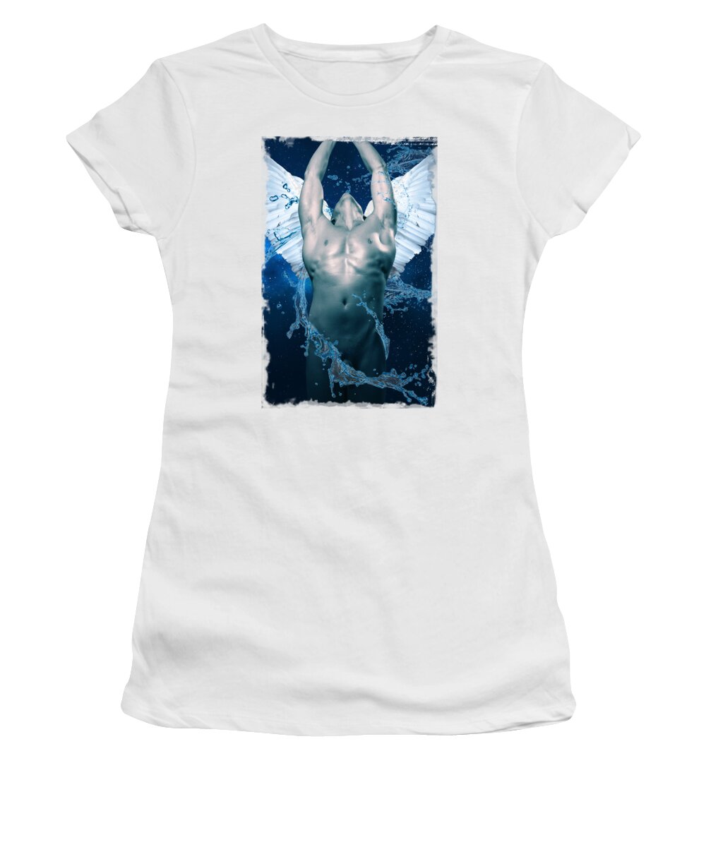 Angel Women's T-Shirt featuring the digital art Blue Angel by Mark Ashkenazi