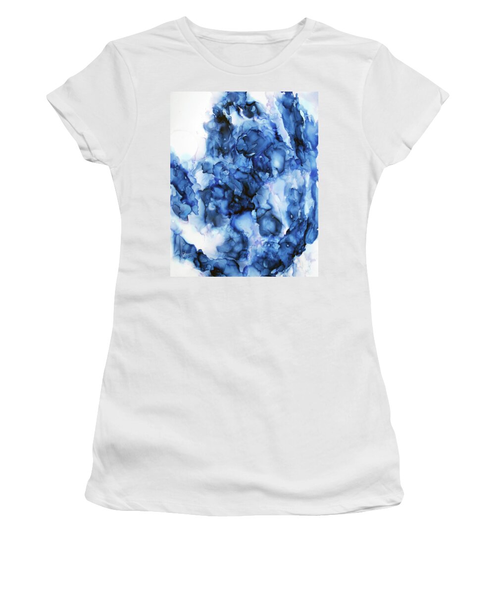 Blue Women's T-Shirt featuring the painting Blue Tulip Bliss by Katrina Nixon