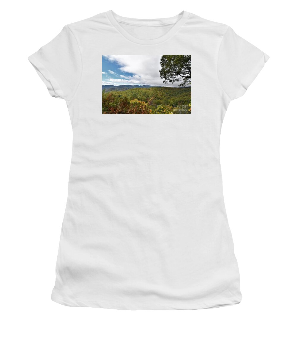 Fall Color Women's T-Shirt featuring the photograph Blue Ridge Parkway NC by Julie Adair