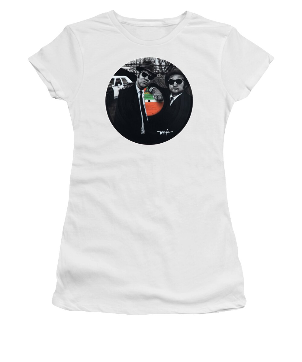 Record Album Women's T-Shirt featuring the painting Blues Brothers Briefcase Full Of Blues by Dan Menta