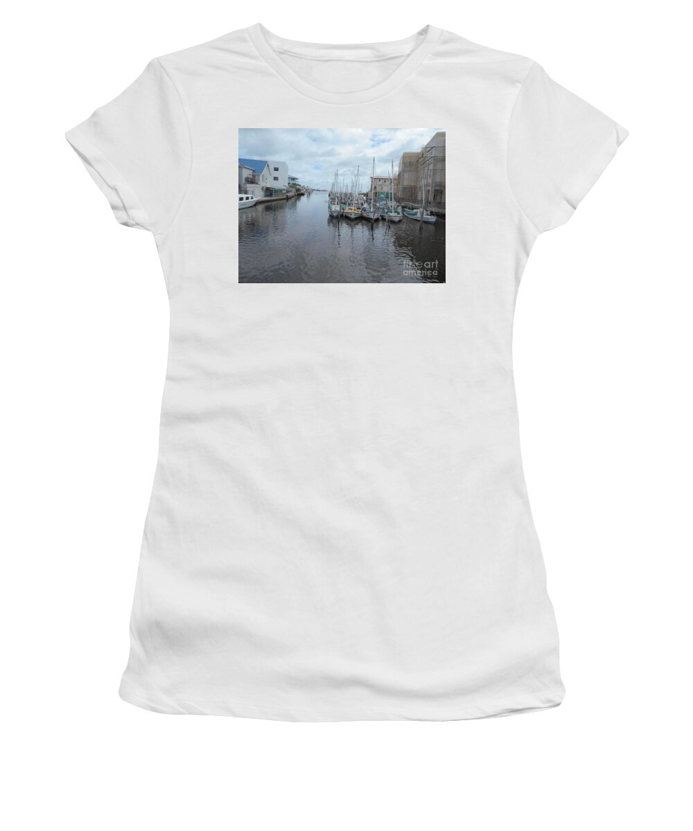 Boats Women's T-Shirt featuring the photograph Boats in Belize by Nancy Graham