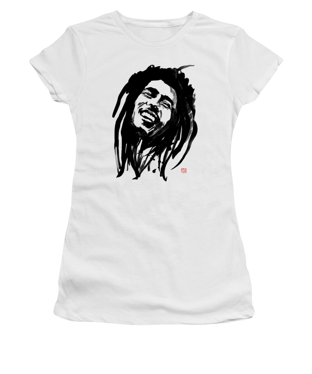 Bob Marley Women's T-Shirt featuring the painting bob by Pechane Sumie