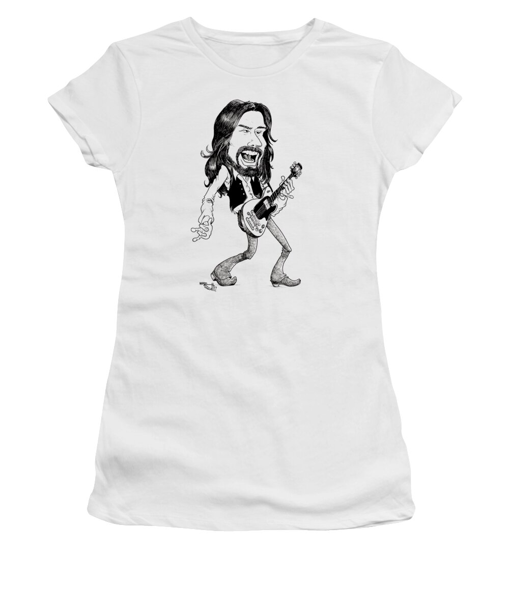 Caricature Women's T-Shirt featuring the drawing Bob Seger by Mike Scott