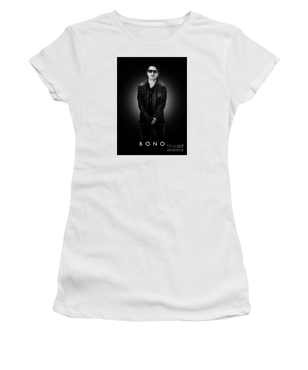 Rock And Roll Women's T-Shirt featuring the digital art Bono by Bo Kev