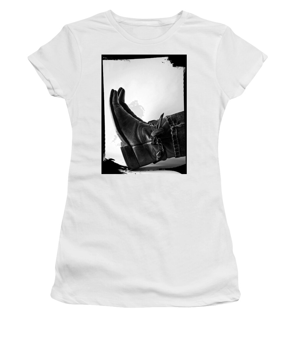 Boots Women's T-Shirt featuring the photograph BOOTS and BANDANA by Lachlan Main
