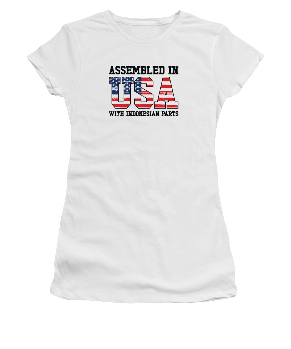 Indonesia Women's T-Shirt featuring the digital art Born Indonesian Indonesia American USA Citizenship by Toms Tee Store