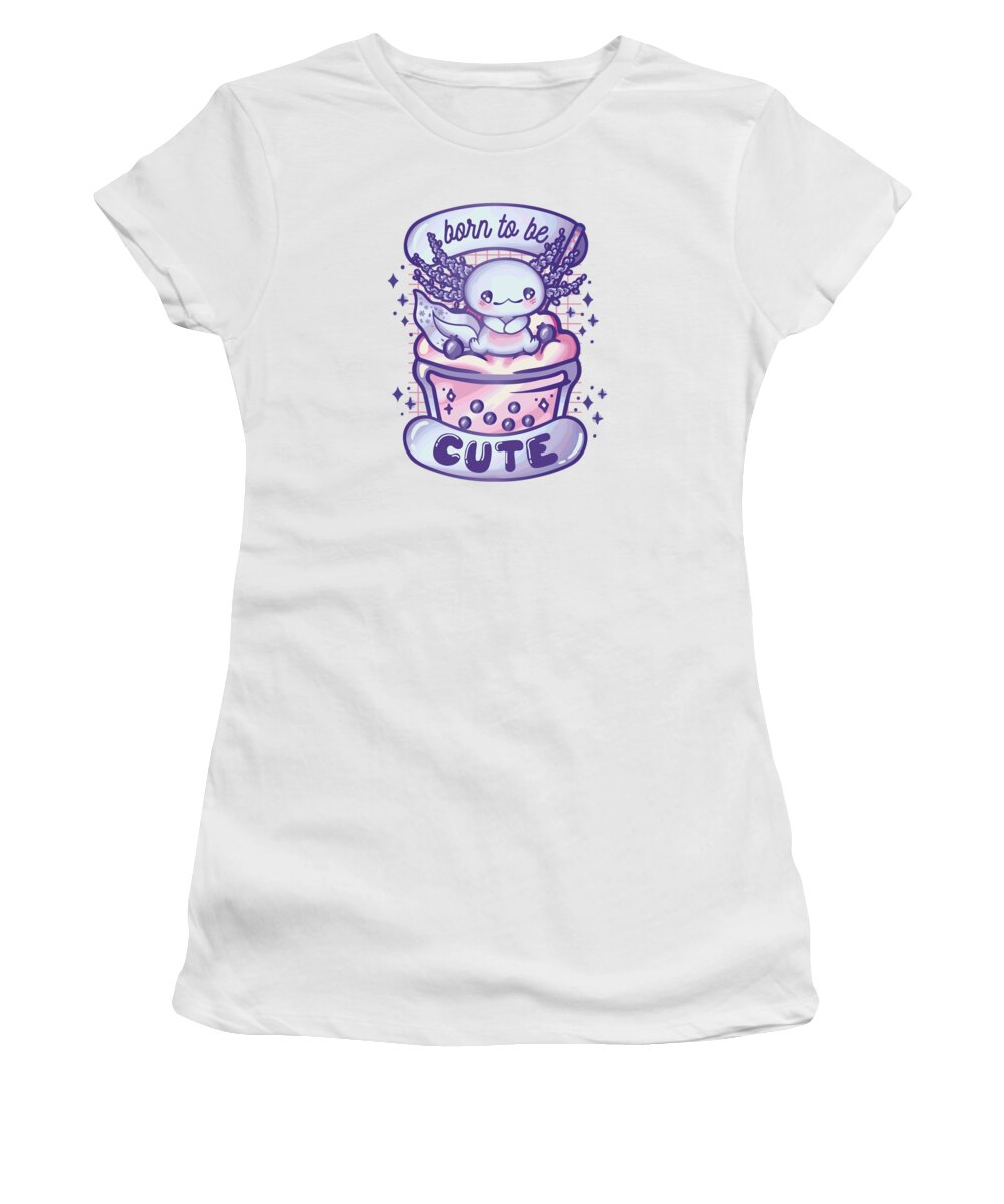 Axolotl Women's T-Shirt featuring the digital art Born to be cute Purple Axolotl by Me