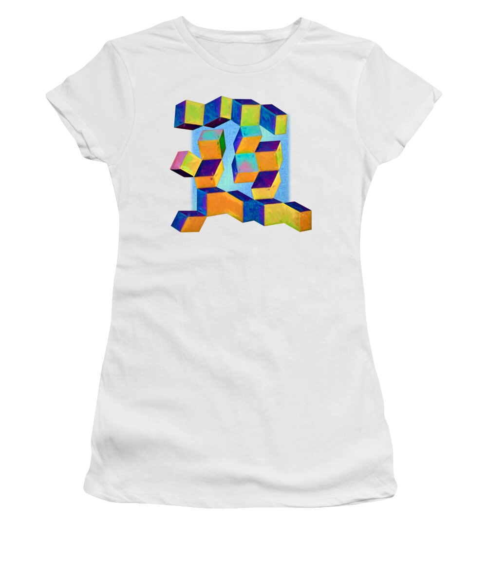 Boxes Women's T-Shirt featuring the digital art Boxes by John Haldane