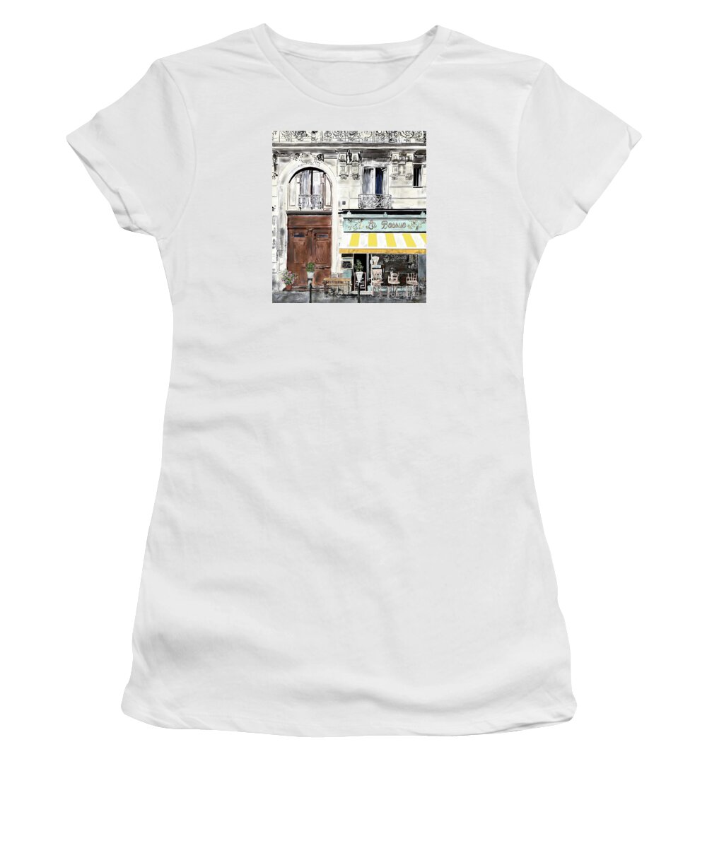 Paris Women's T-Shirt featuring the painting Brunch at La Bossue by Beth Saffer