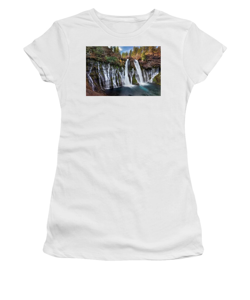 Waterfall Women's T-Shirt featuring the photograph Burney Falls by Ryan Workman Photography