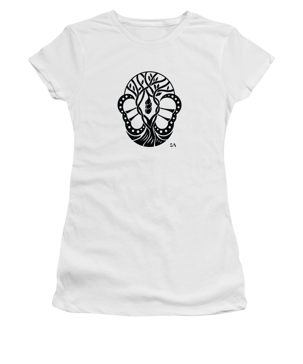 Black And White Women's T-Shirt featuring the digital art Butterfly by Silvio Ary Cavalcante