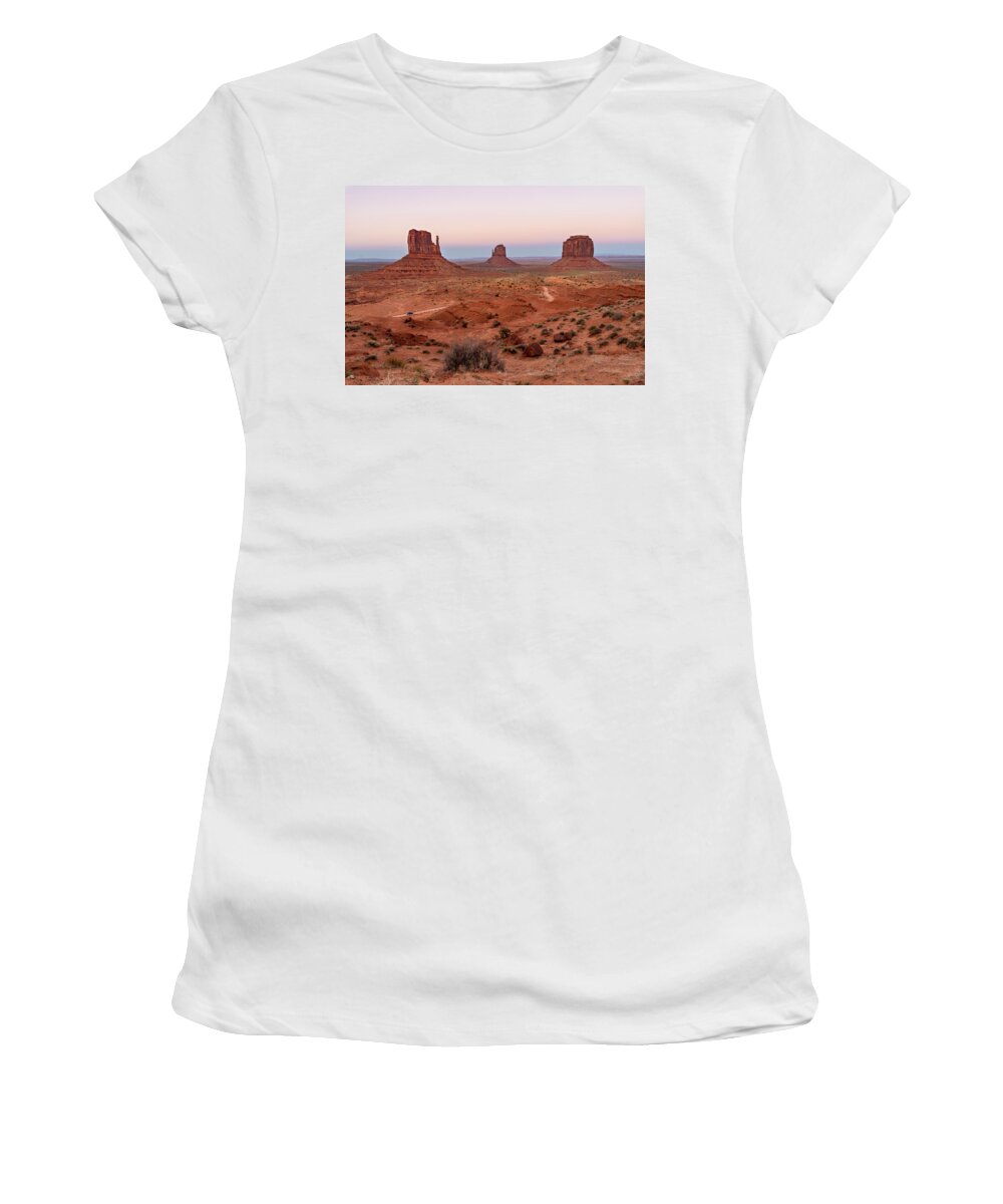 Monument Valley Women's T-Shirt featuring the photograph Calm Descends on Monument Valley by Margaret Pitcher