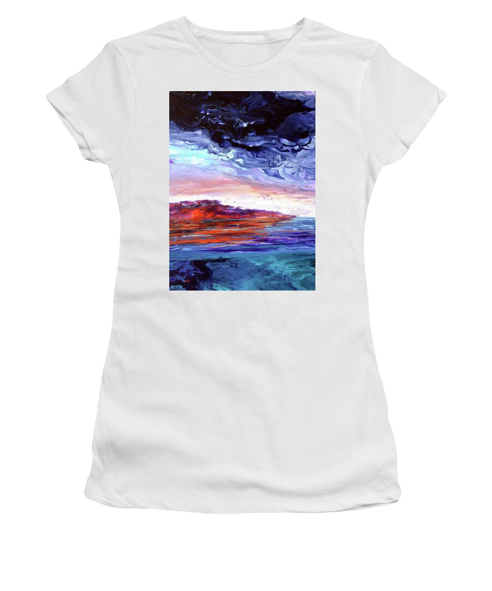 Twlight Women's T-Shirt featuring the painting Calm Radiance by Laura Iverson