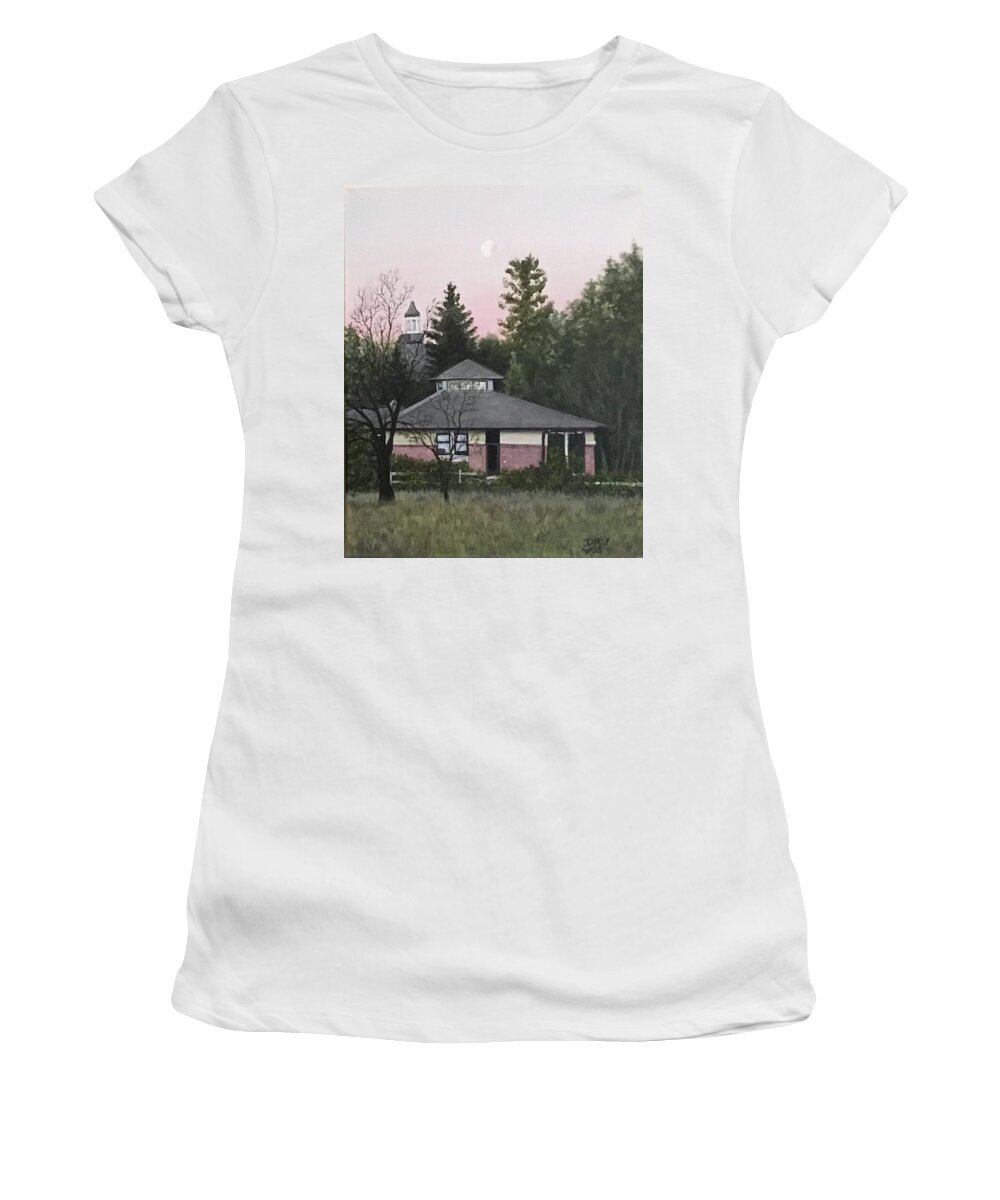 Library Women's T-Shirt featuring the painting Cambridge Library by Dan Wagner