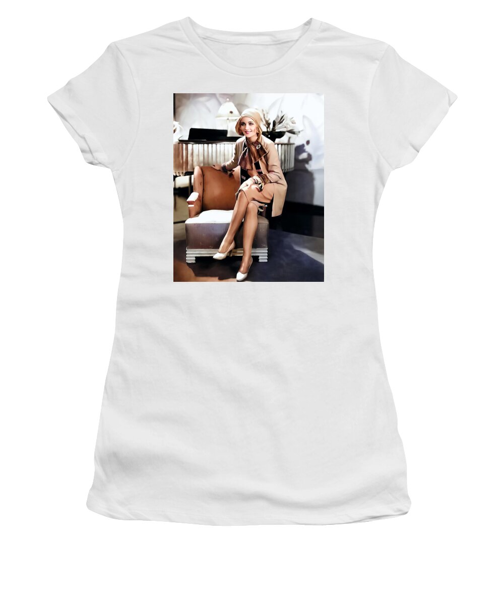 Carole Lombard Women's T-Shirt featuring the digital art Carole Lombard - Art Deco by Chuck Staley