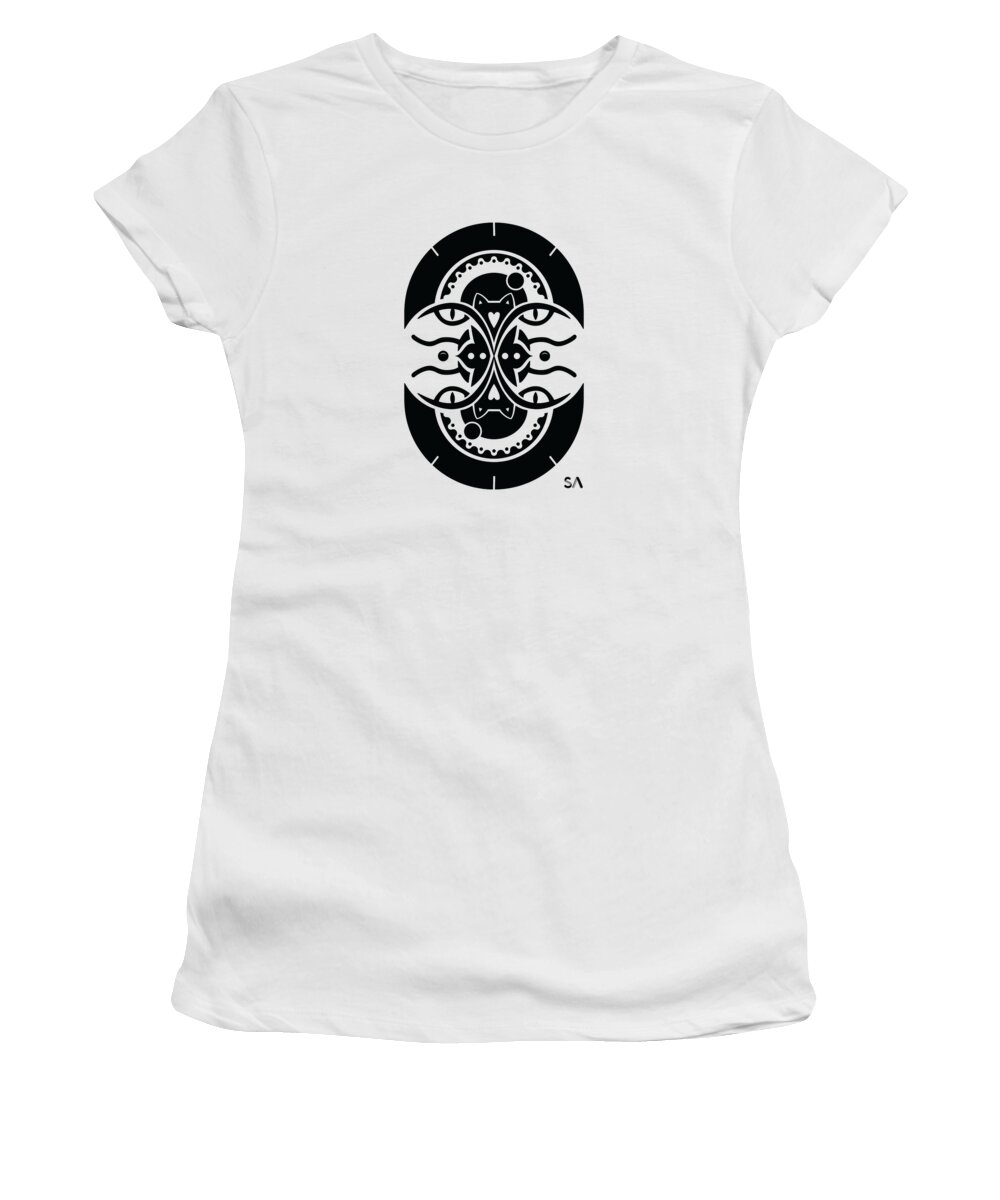 Black And White Women's T-Shirt featuring the digital art Cats by Silvio Ary Cavalcante