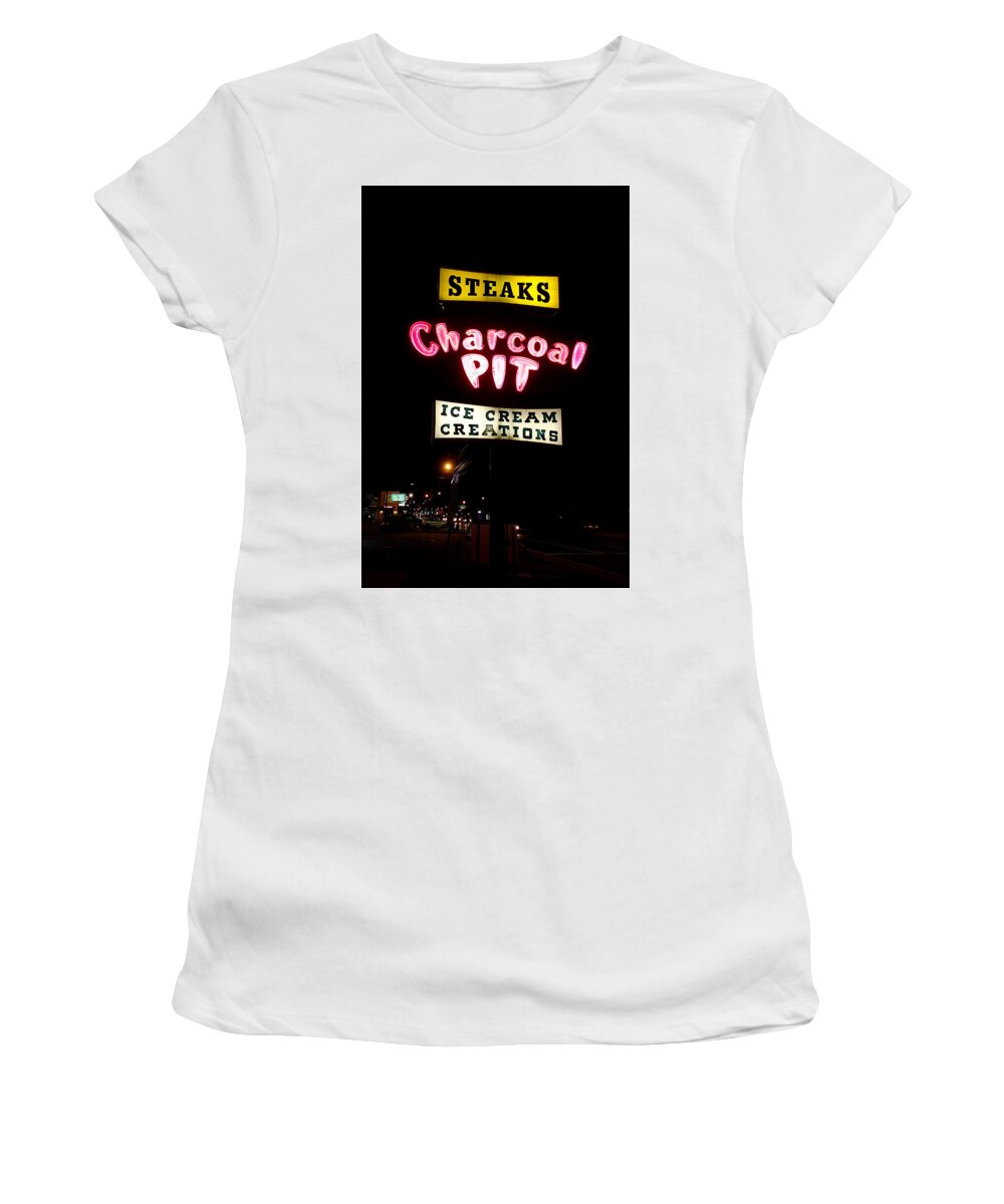 Richard Reeve Women's T-Shirt featuring the photograph Charcoal Pit Diner by Richard Reeve