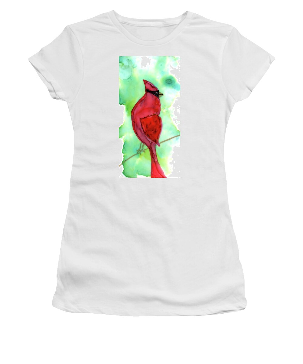 Bird Women's T-Shirt featuring the painting Christmas Cardinal by Mary Benke