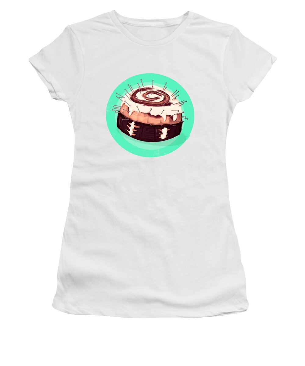 Pastry Women's T-Shirt featuring the drawing Cinnabite by Ludwig Van Bacon