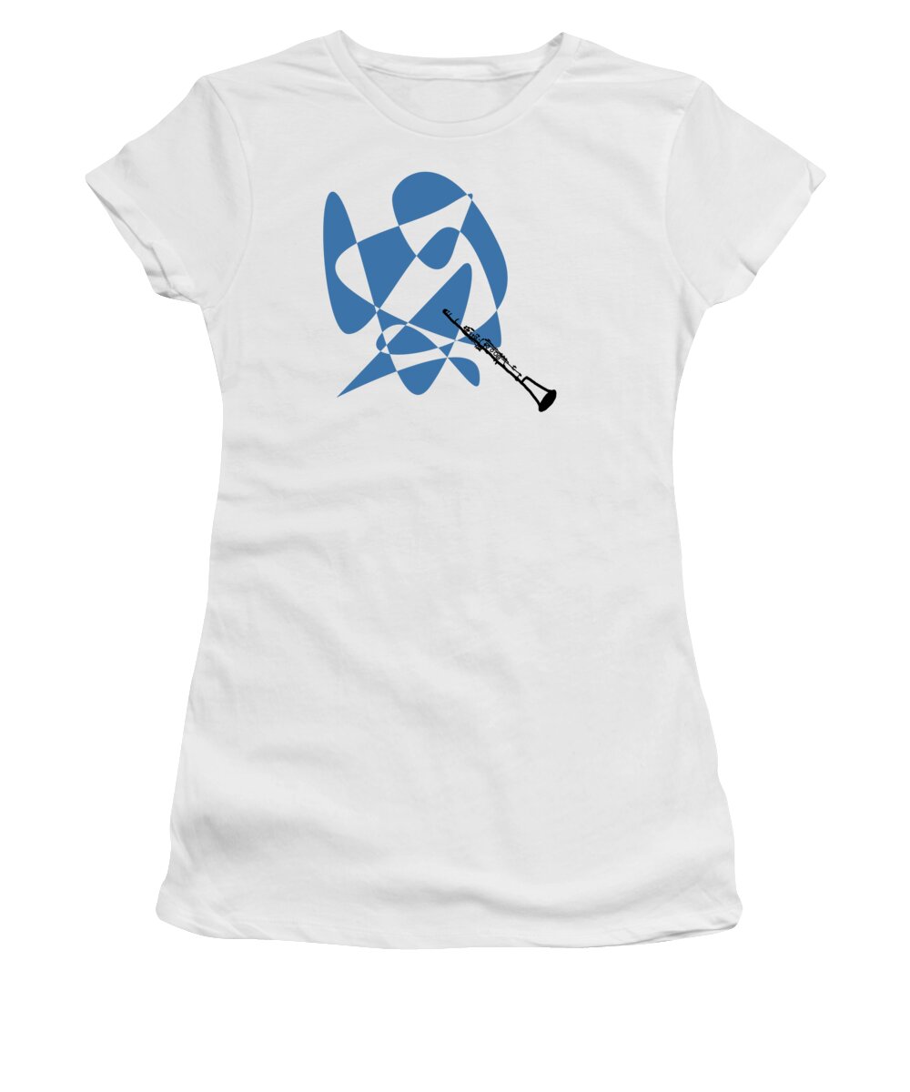 Jazzdabri Women's T-Shirt featuring the digital art Clarinet in Blue by David Bridburg
