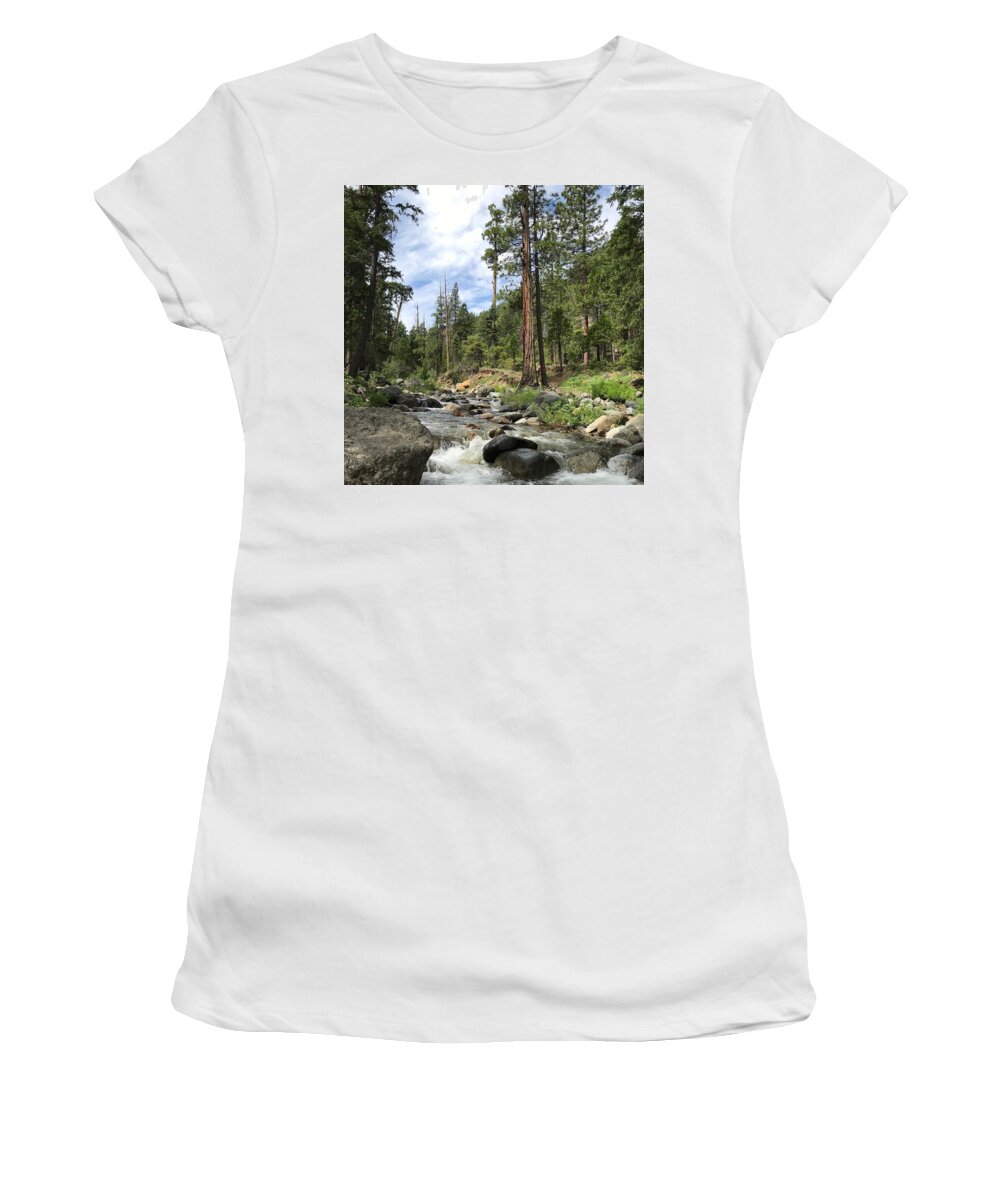 Nature Women's T-Shirt featuring the photograph Clear Water Rush by Noa Mohlabane
